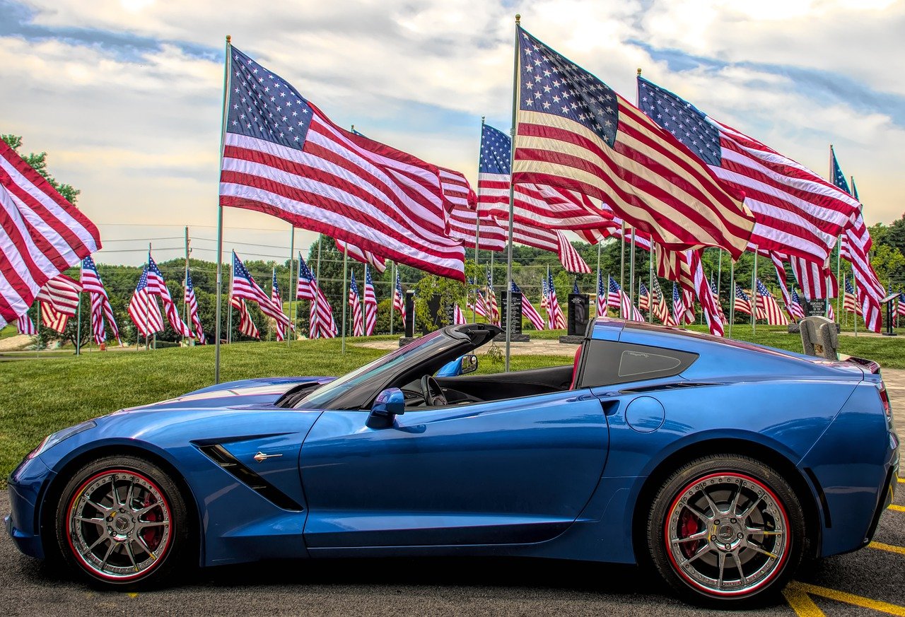 flags, car, corvette-4286954.jpg